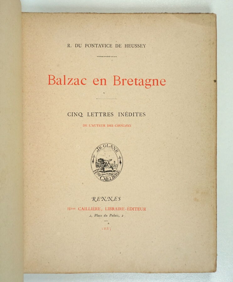 Du Pontavice De Heussey R Balzac En Bretagne Cinq Lettres