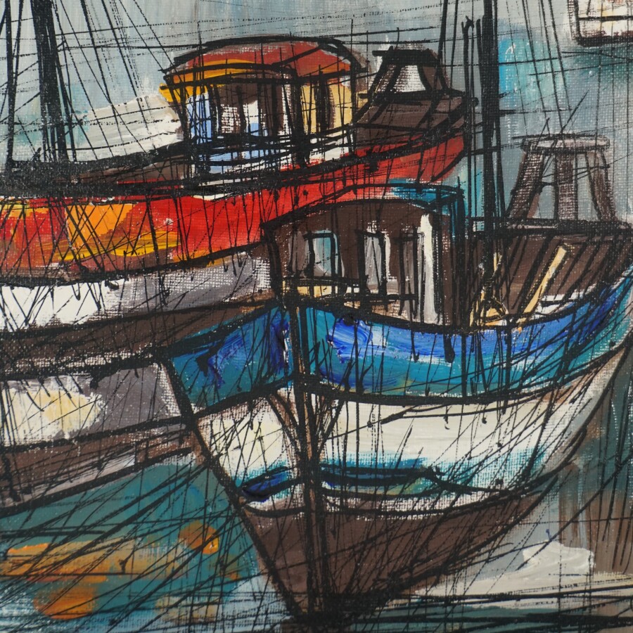 A Reprendre G Rard Gouvrant Bateaux Au Port Huile Sur Toile